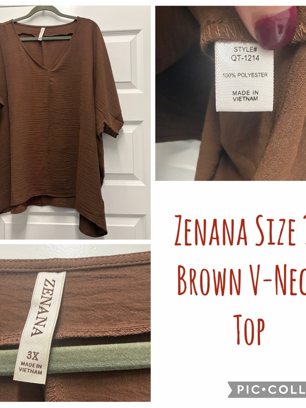 Zenana Outfitters Brown Textured V-Neck Short Sleeve Tunic